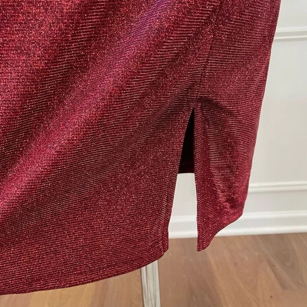 City Triangles Red Glitter Metallic Cocktail Dress Strappy Back 3